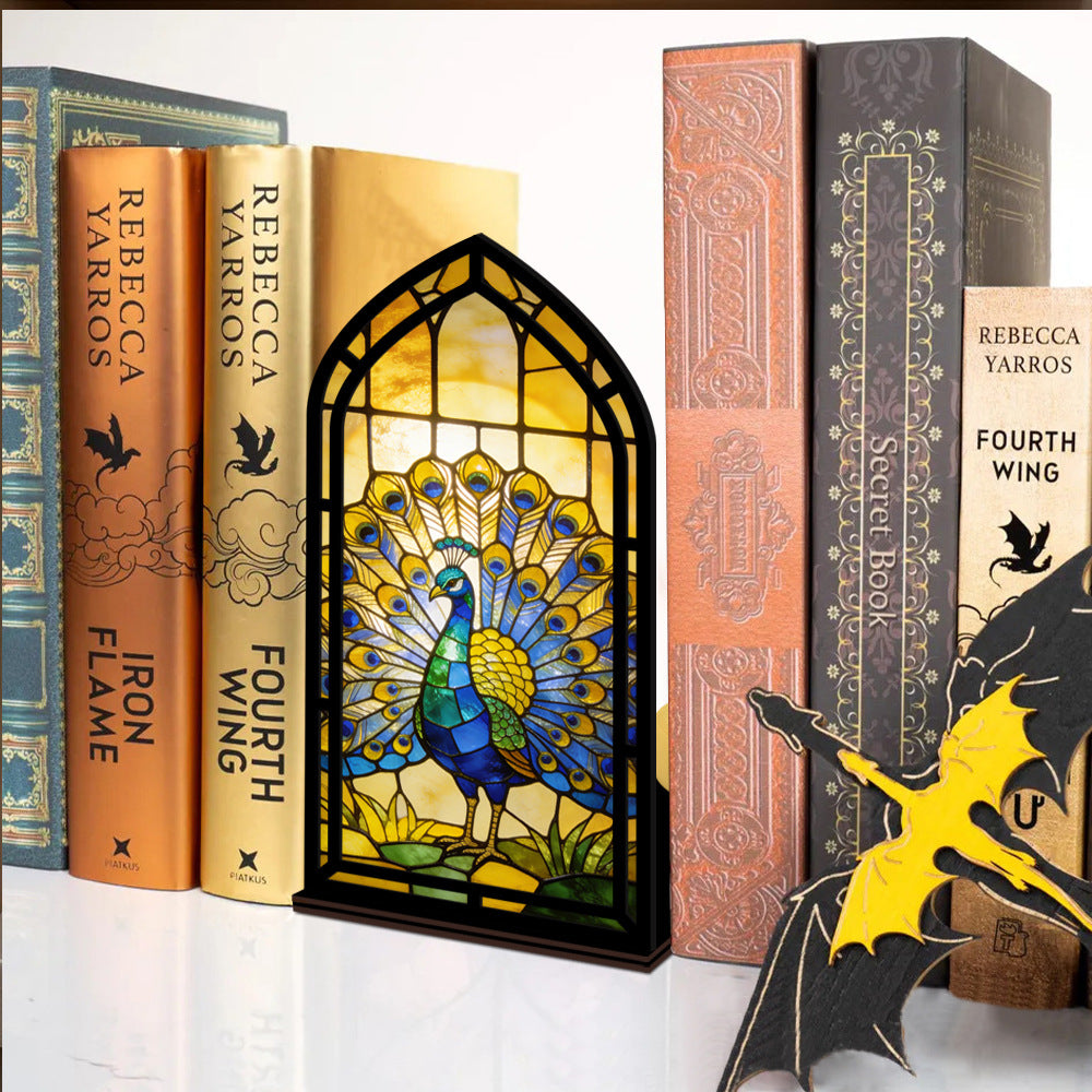 The Royal Peacock Book Nook with Candle Glow