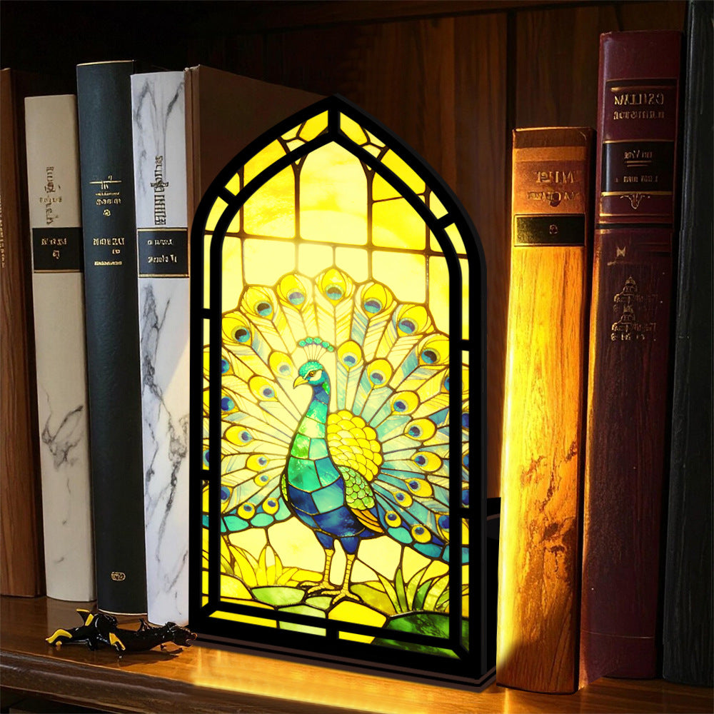 The Royal Peacock Book Nook with Candle Glow