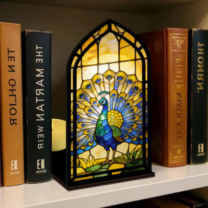 The Royal Peacock Book Nook with Candle Glow