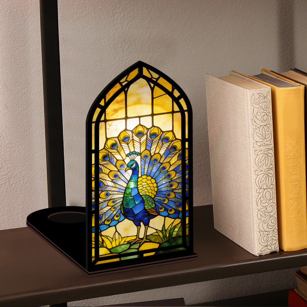 The Royal Peacock Book Nook with Candle Glow