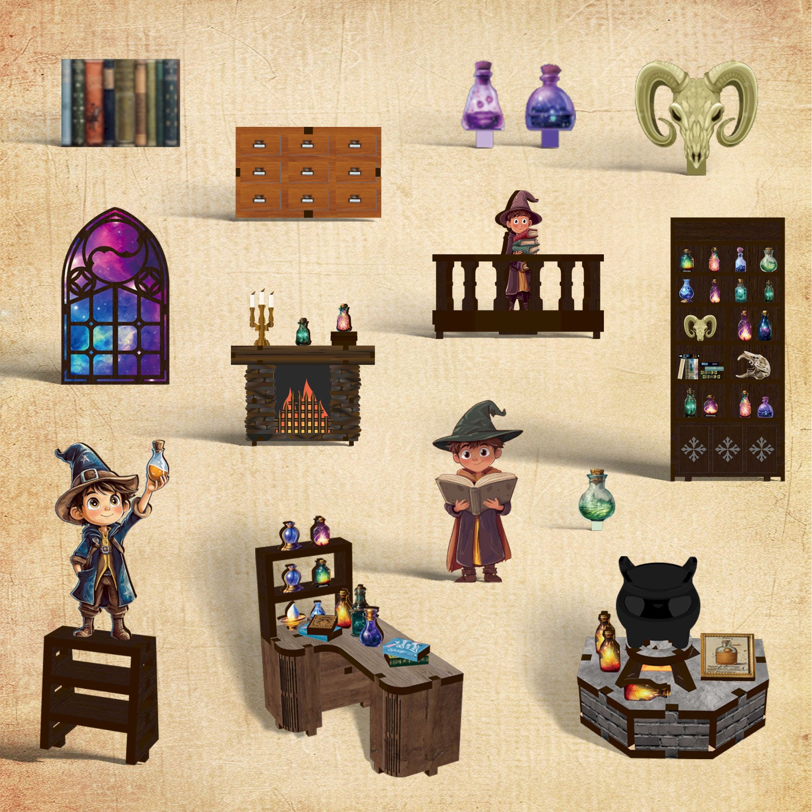 DIY book nook kit with miniature room accessories and characters