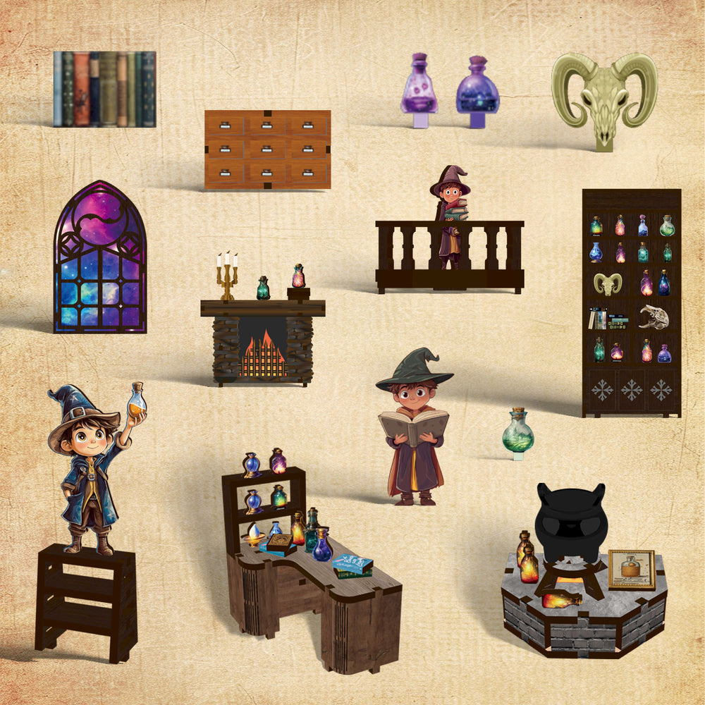 DIY book nook kit with miniature room accessories and characters