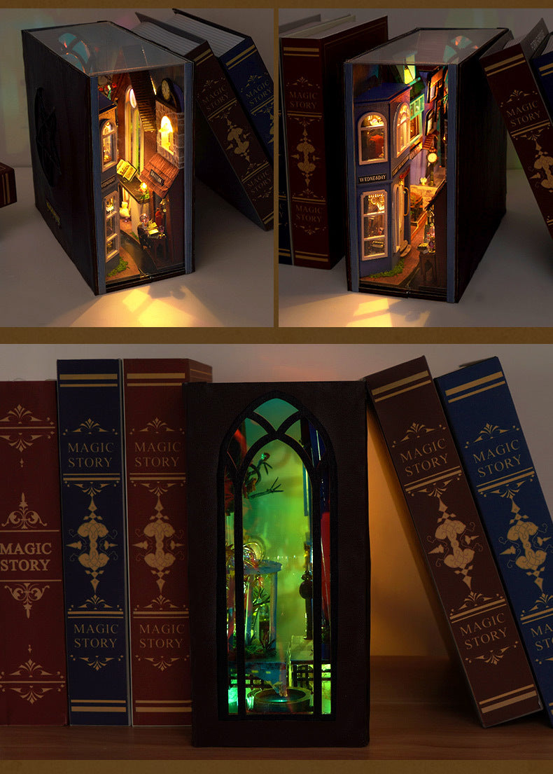 Magic Overture Street DIY Book Nook Kit (Fantasy Alley Bookshelf, Wooden Miniature Craft Gift)