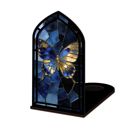 The Midnight Monarch - Sapphire & Gold Butterfly Book Nook with Candle Glow