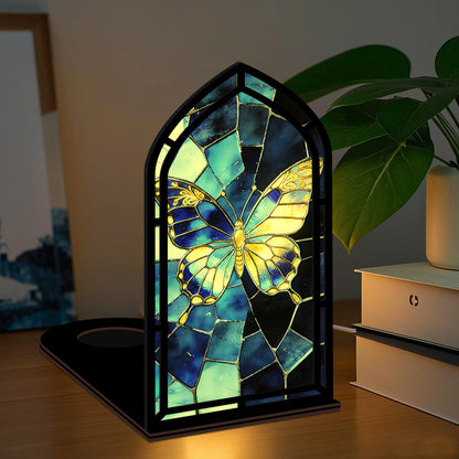 The Midnight Monarch - Sapphire & Gold Butterfly Book Nook with Candle Glow