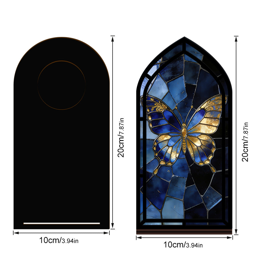 The Midnight Monarch - Sapphire & Gold Butterfly Book Nook with Candle Glow