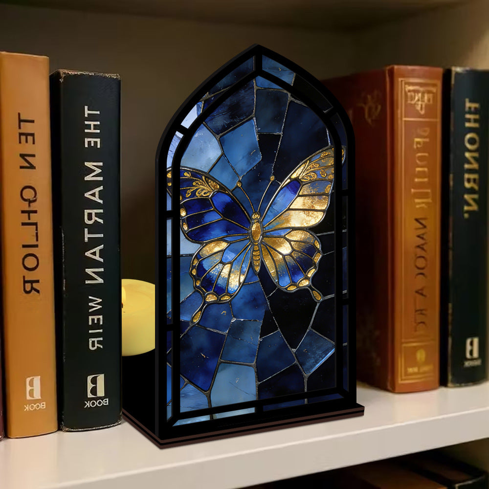 The Midnight Monarch - Sapphire & Gold Butterfly Book Nook with Candle Glow