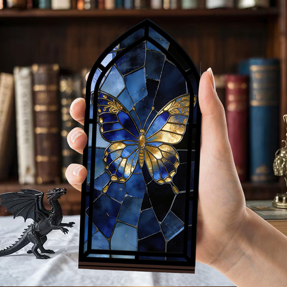 The Midnight Monarch - Sapphire & Gold Butterfly Book Nook with Candle Glow