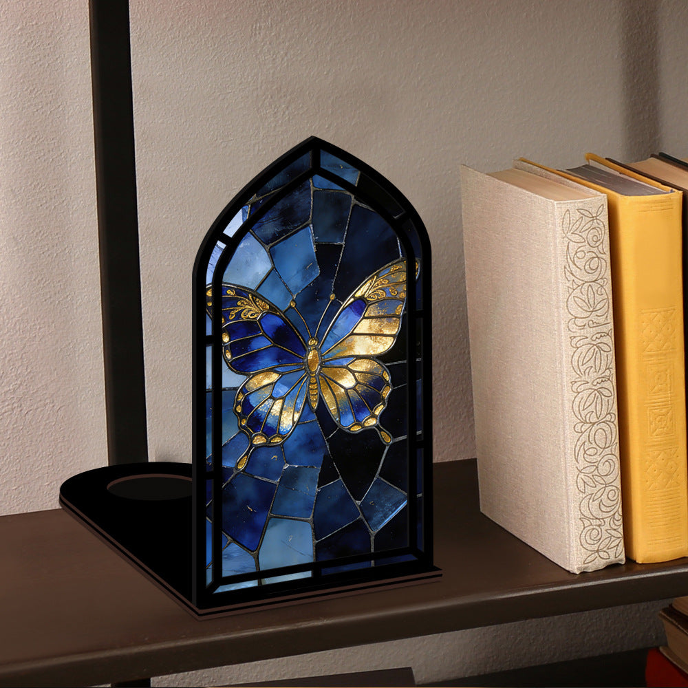 The Midnight Monarch - Sapphire & Gold Butterfly Book Nook with Candle Glow