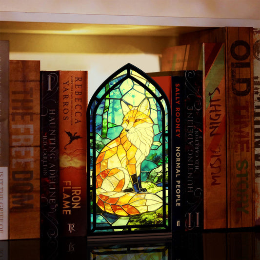 The Forest Guardian | Red Fox in Woods Book Nook with Candle Glow