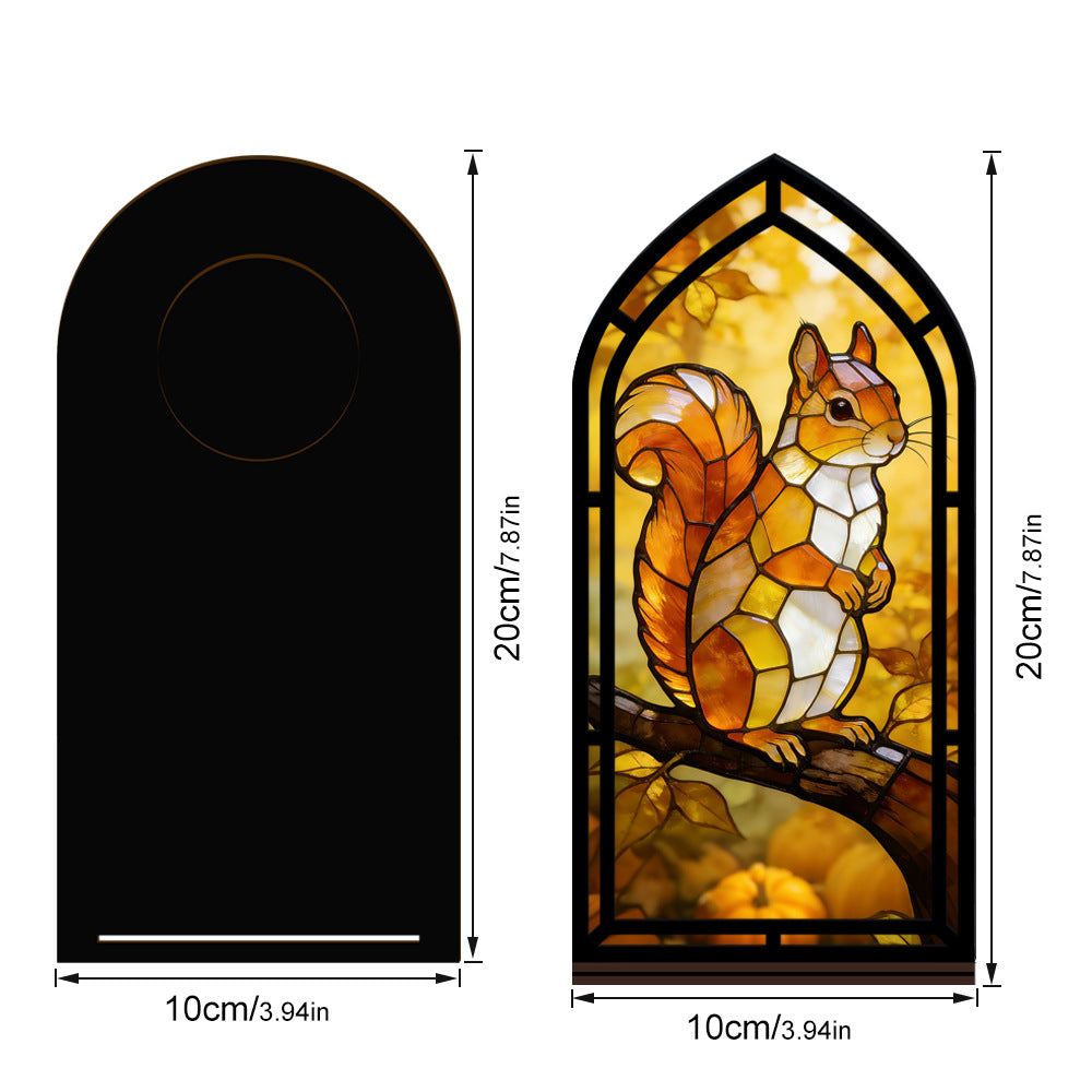 The Harvest Gatherer | Squirrel & Pumpkins Book Nook with Candle Glow