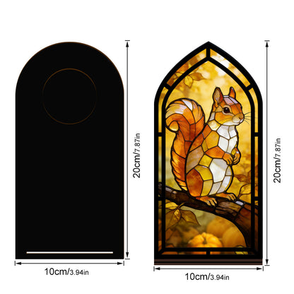 The Harvest Gatherer | Squirrel & Pumpkins Book Nook with Candle Glow