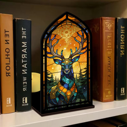 The Celestial Stag | Mystic Deer with Antlers Book Nook