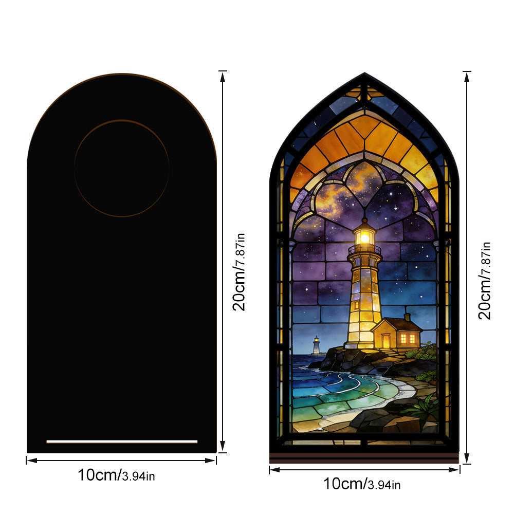 The Starlight Beacon | Cosmic Night Lighthouse Book Nook with Candle Glow
