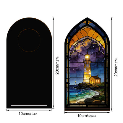 The Starlight Beacon | Cosmic Night Lighthouse Book Nook with Candle Glow