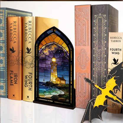 The Starlight Beacon | Cosmic Night Lighthouse Book Nook with Candle Glow