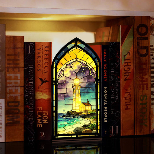 The Starlight Beacon | Cosmic Night Lighthouse Book Nook
