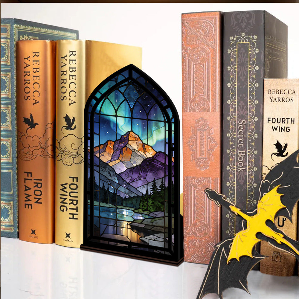 The Aurora Sanctuary | Northern Lights and Mountain Lake Book Nook with Candle Glow