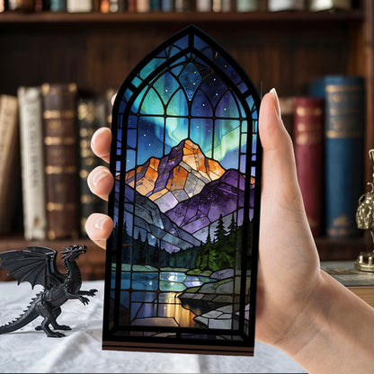 The Aurora Sanctuary | Northern Lights and Mountain Lake Book Nook with Candle Glow