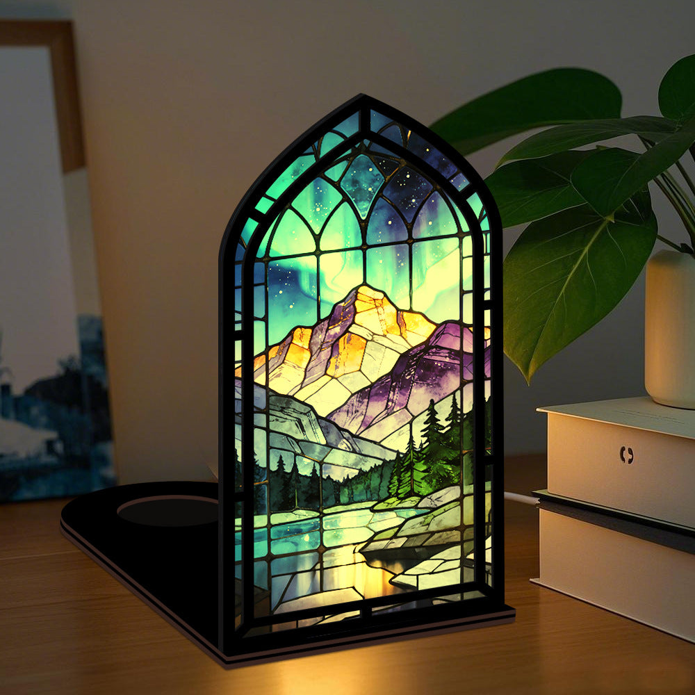 The Aurora Sanctuary | Northern Lights and Mountain Lake Book Nook with Candle Glow
