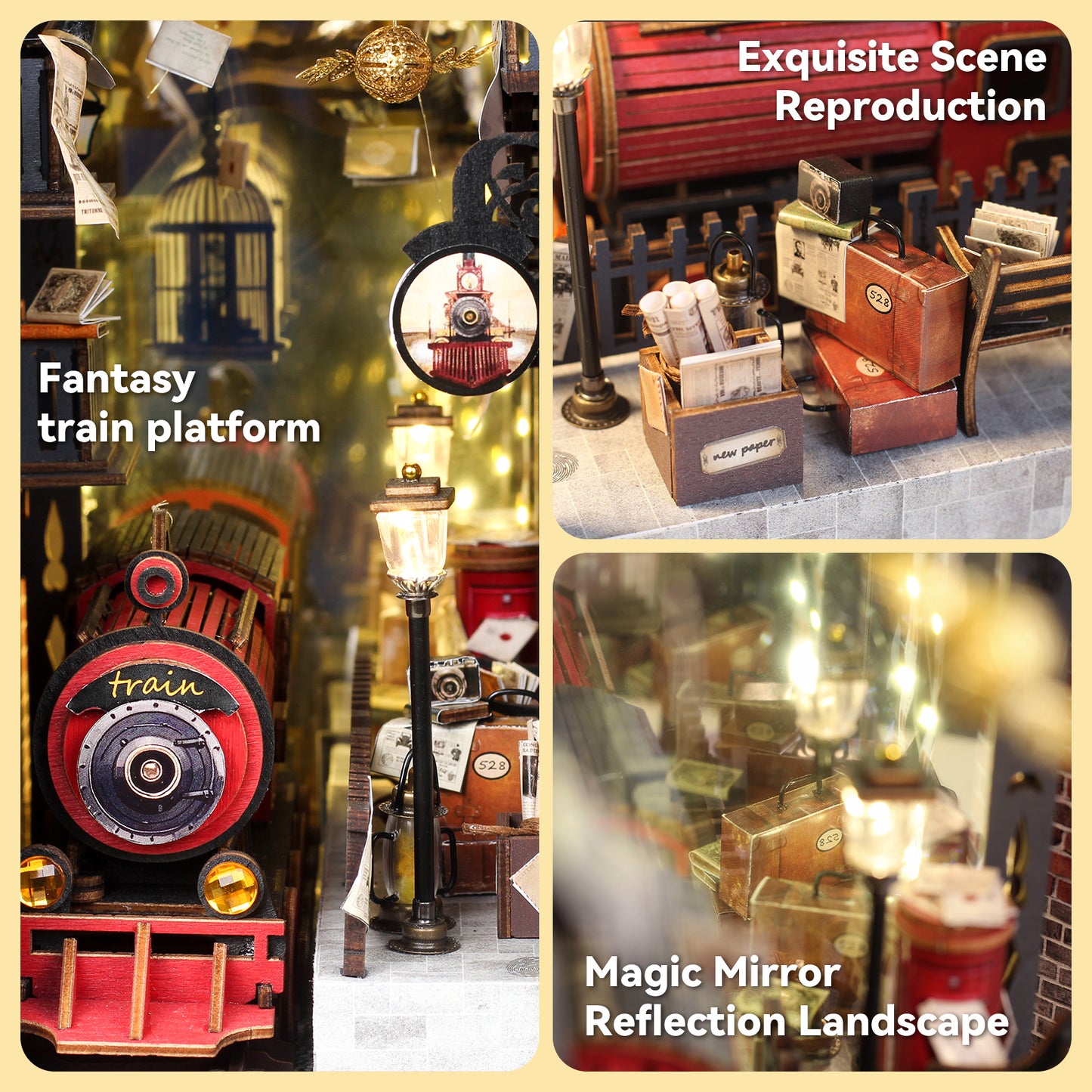 Fantasy Train DIY Book Nook Kit: Time Travel Miniature Bookshelf Scene