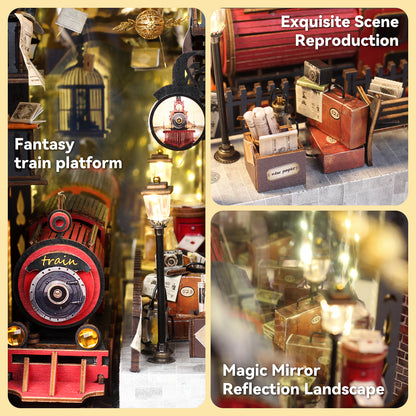 Fantasy Train DIY Book Nook Kit: Time Travel Miniature Bookshelf Scene