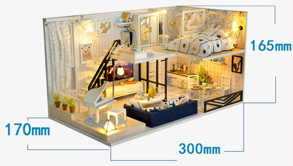 Mini Home Style Miniature House DIY Kits (Loft Villa, Time Shallow, Dollhouse craft gifts)