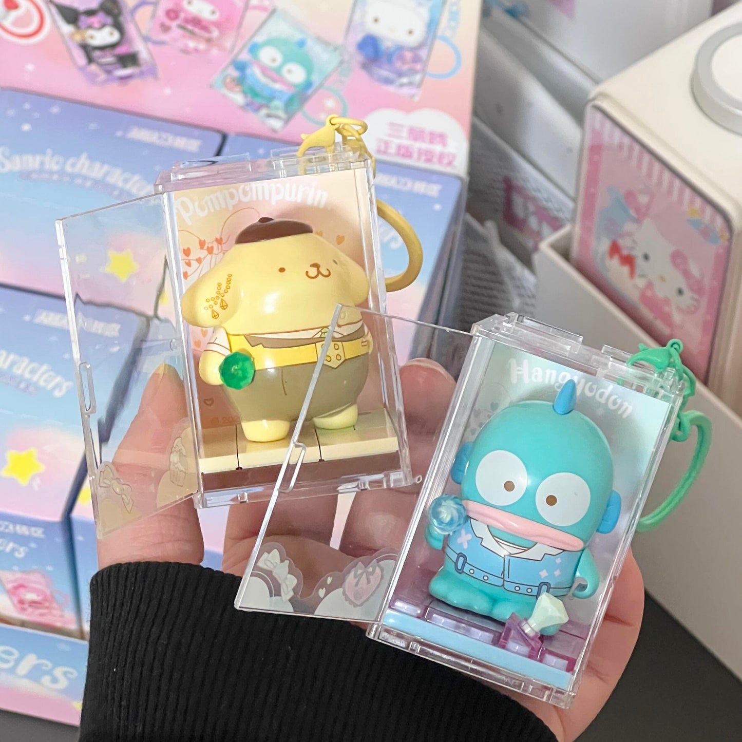 Sanrio DIY Blind Box Building Blocks Key Chain -  Hello Kitty, Kuromi, Hangyodon, Pochacco, Pompompurin, Cinnamoroll | Kawaii Room Decor