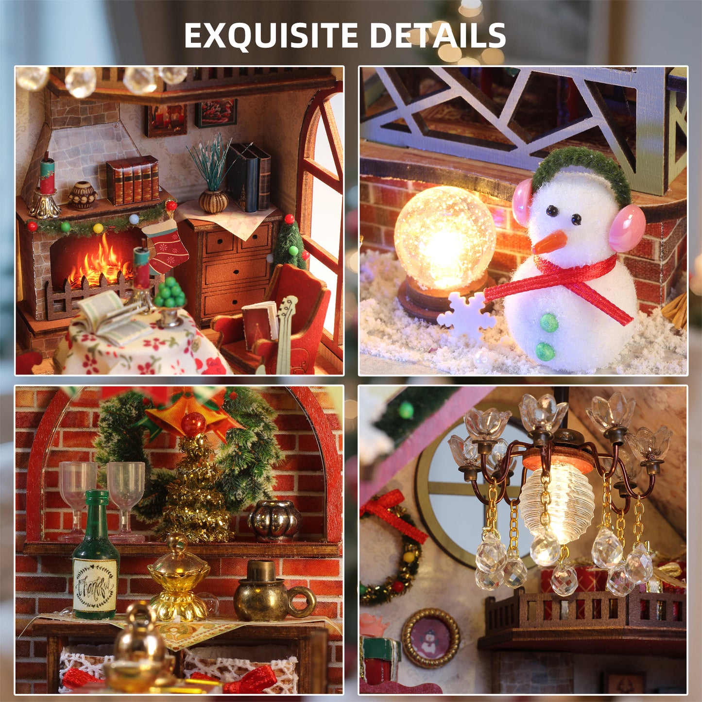 DIY Miniature House Kit - Cozy Christmas  (Winter Scene, Dollhouse Wooden Craft Kit)
