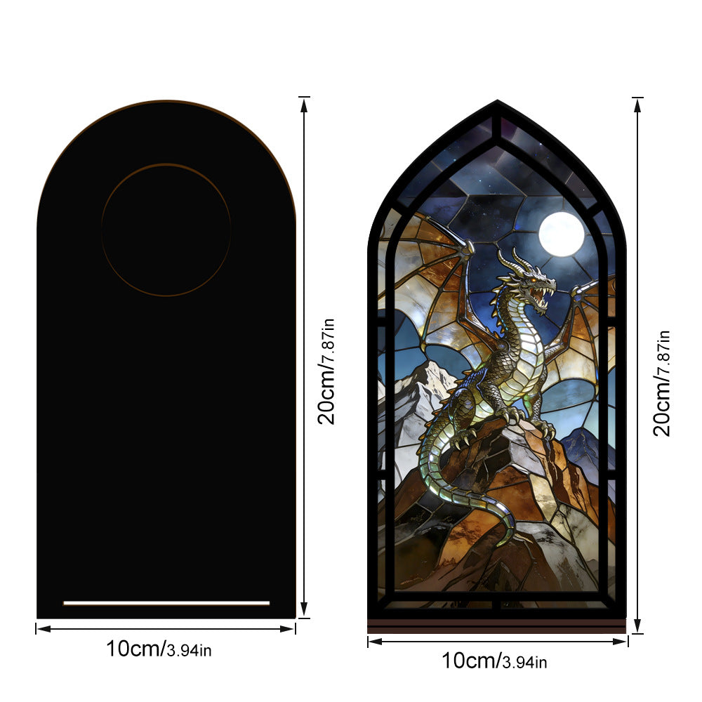 Arched black frame dragon decor size diagram: 10cm wide, 20cm tall