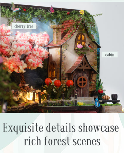 DIY Miniature Wooden Kit - Whispering Woods (Secret Forest Cabin, Nature Diorama)