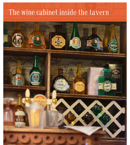 DIY Miniature Book Nook Kit -  Cozy Tavern (Dollhouse Vintage Pub, Bookshelf Insert, Craft Gift)