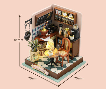 DIY Miniature Craft Kits: Tiny Music Room with lights - Teddy Bear and Piano (Wooden Puzzle Gifts)
