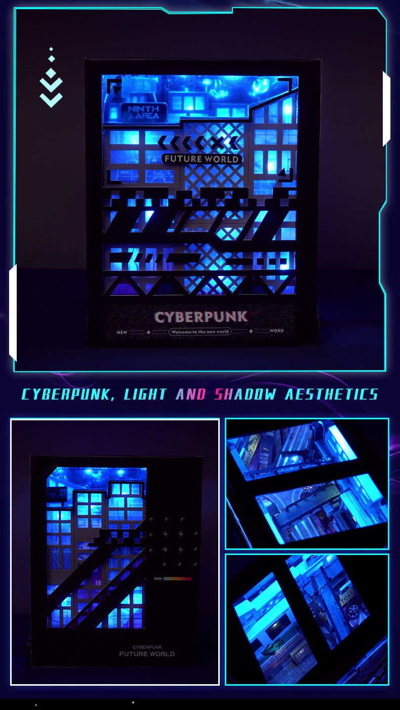 Cyberpunk City DIY Book Nook Kit - (Near Future scene, craft gifts)