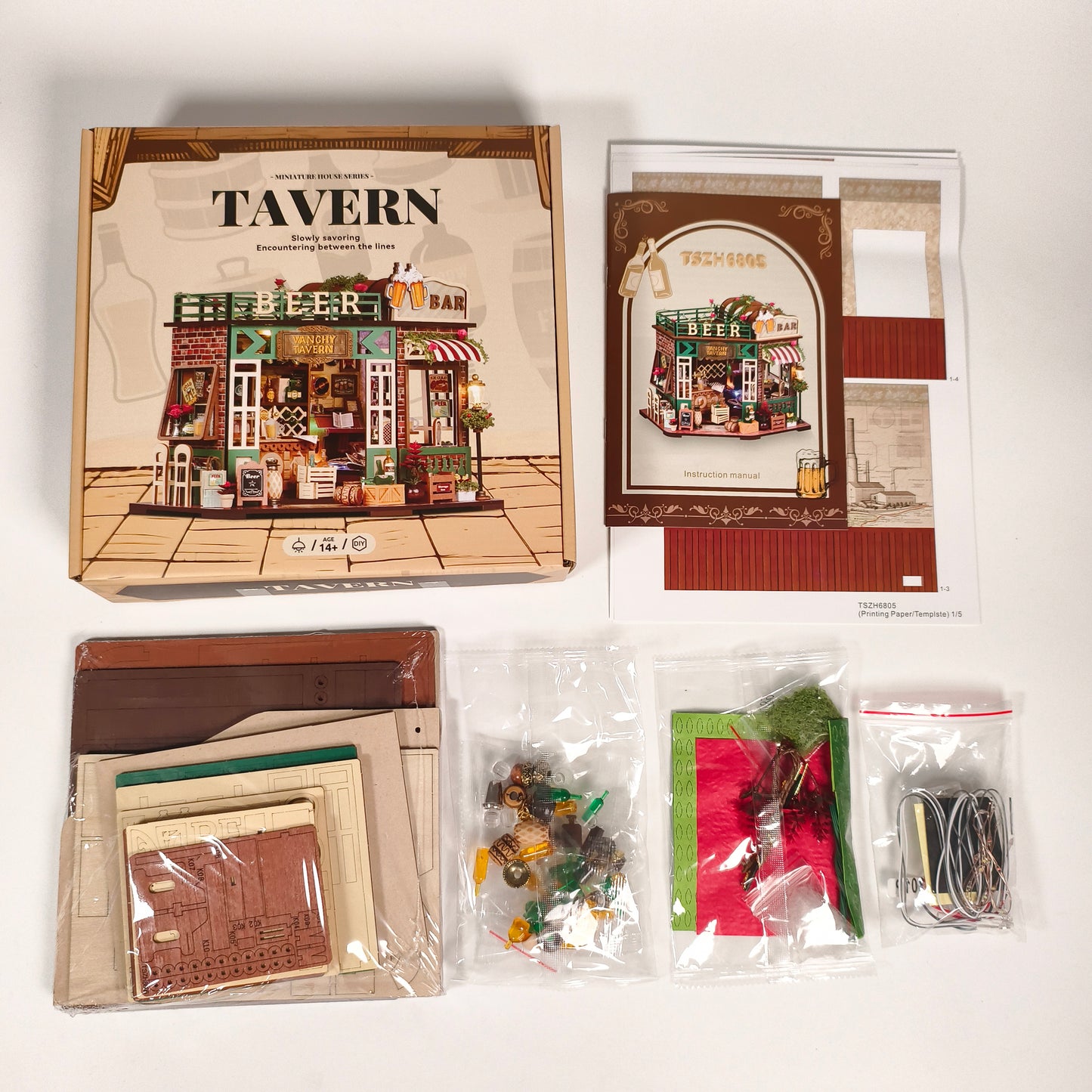 DIY Miniature Book Nook Kit -  Cozy Tavern (Dollhouse Vintage Pub, Bookshelf Insert, Craft Gift)