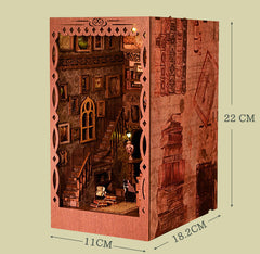 Wooden mini book nook kit, 11cm wide, 18.2cm deep, 22cm tall
