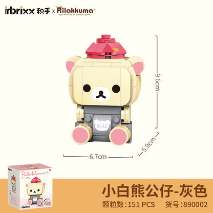 inbrixx building blocks Easy bear co-branded car doll Easy bear house building block model with figure-level doll street view building blocks
