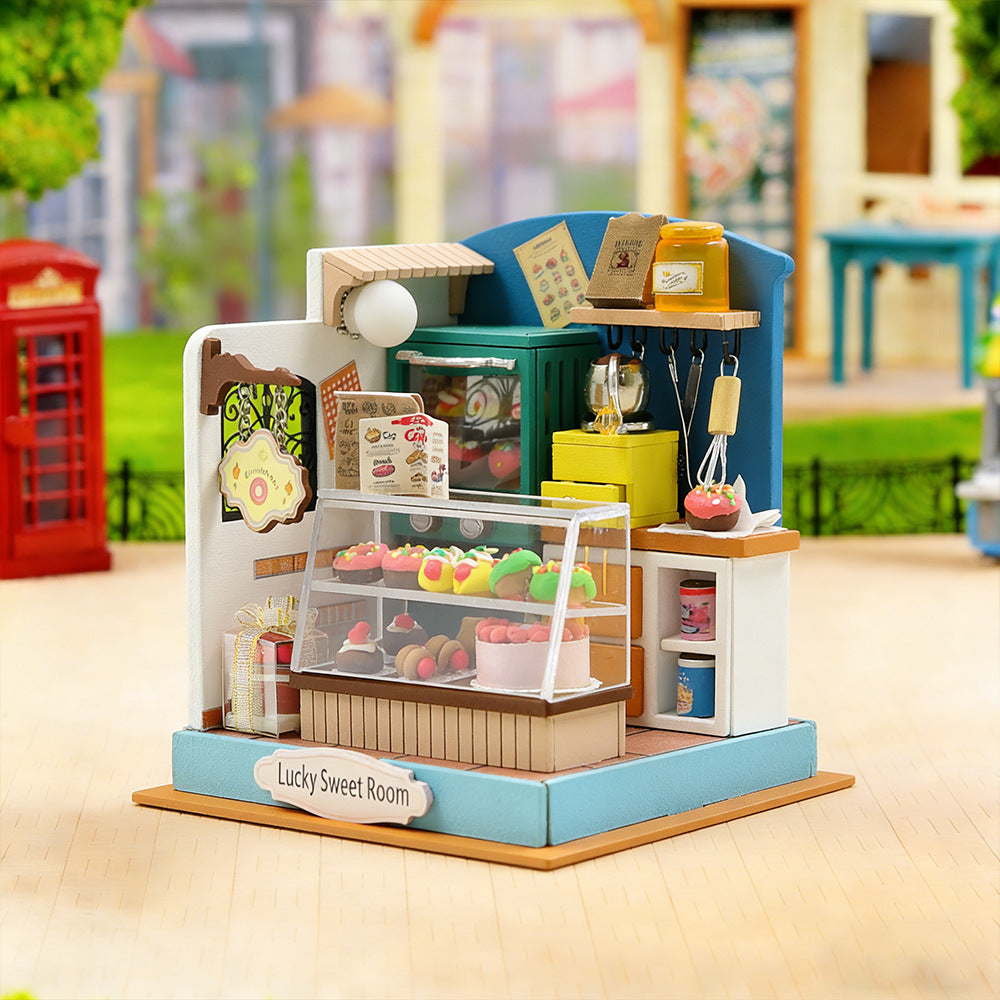 Hongda cross-border wooden parent-child handmade DIY cabin assembly puzzle model house small gift miniature scene ornament