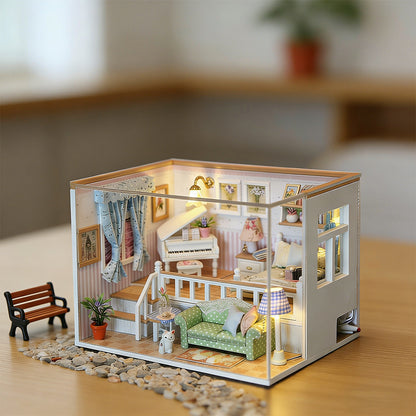 Hongda cross-border handmade micro landscape DIY hut miniature house scene wooden assembly building model house toy