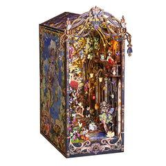3D fairy-style book nook kit display box with glowing doorway and intricate trim