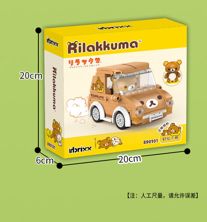 inbrixx building blocks Easy bear co-branded car doll Easy bear house building block model with figure-level doll street view building blocks