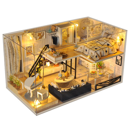 Mini Home Style Miniature House DIY Kits (Loft Villa, Time Shallow, Dollhouse craft gifts)
