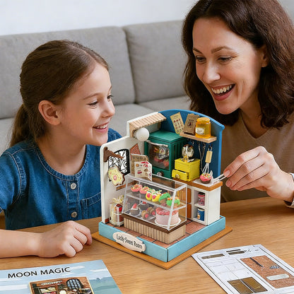 Hongda cross-border wooden parent-child handmade DIY cabin assembly puzzle model house small gift miniature scene ornament