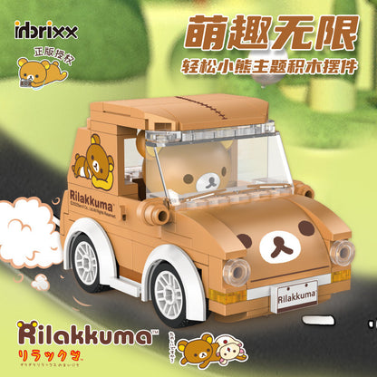 inbrixx building blocks Easy bear co-branded car doll Easy bear house building block model with figure-level doll street view building blocks