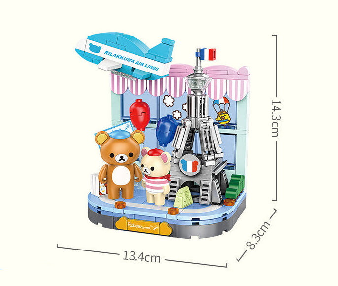 Rilakkuma DIY Building Block | Kawaii Desktop Ornament | Mini Street Scene Brick Toy | Cute Bear Collectible Gift