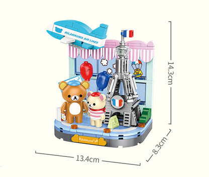 Rilakkuma DIY Building Block | Kawaii Desktop Ornament | Mini Street Scene Brick Toy | Cute Bear Collectible Gift