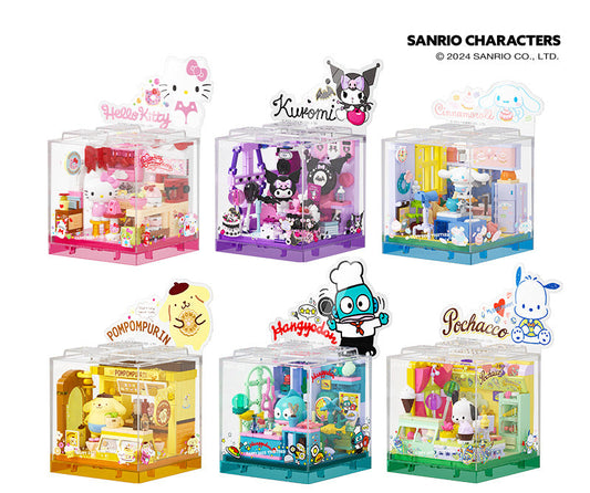 Authentic Sanrio DIY Building Block Kits | Hello Kitty, Kuromi, Hangyodon, Pochacco, Pompompurin, Cinnamoroll | Kawaii Room Decor