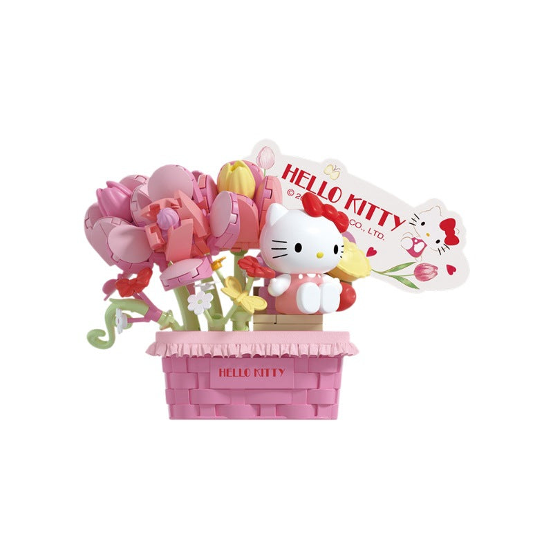 Moonlight Society Sanrio Flower Secret Words Blind Box Kuromi Katie Cat Assembly Children's Toys 803304 Building Blocks