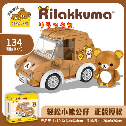 inbrixx building blocks Easy bear co-branded car doll Easy bear house building block model with figure-level doll street view building blocks