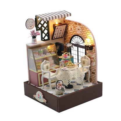 Hongda cross-border 3D wooden DIY cabin assembly building block parent-child toy handmade model miniature scene ornament
